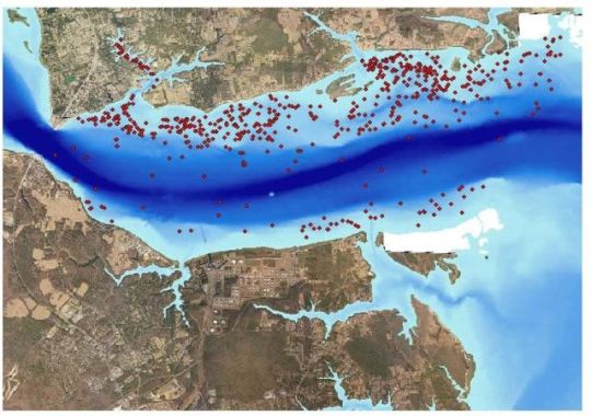 york river sonar located pot map